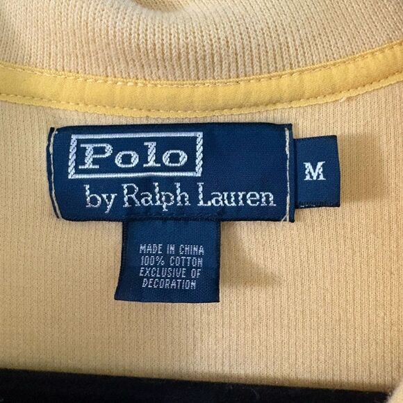 Polo Ralph Lauren 1/4 Zip Sweater Butter Yellow Cotton Medium Classic Preppy - Picture 5 of 6
